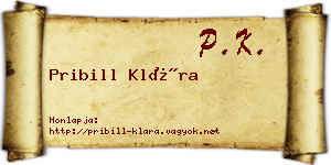 Pribill Klára névjegykártya